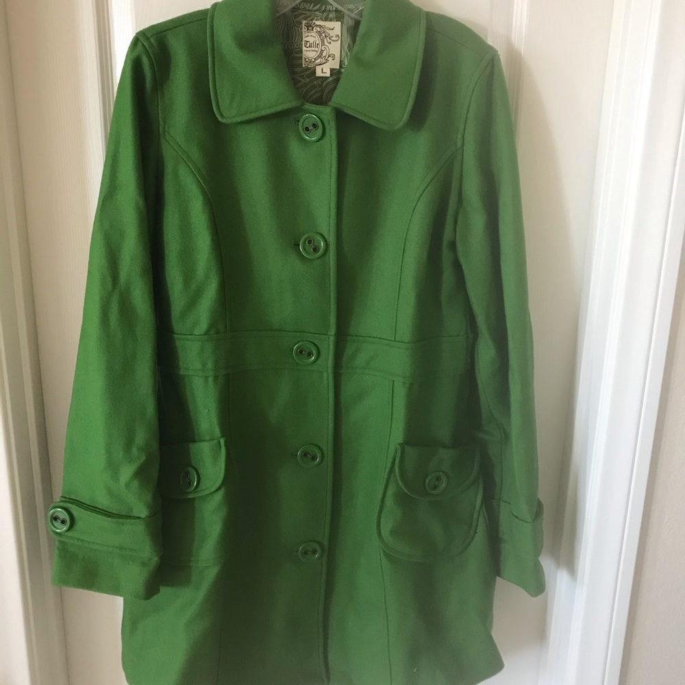 Tulle peacoat in green - L